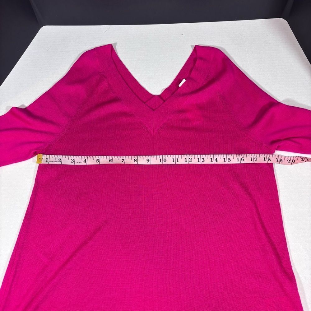 Anthropologie Moth Pink/Rose V Neck 3/4 Sleeve Merino Wool Sweater NWT Small - Picture 11 of 13